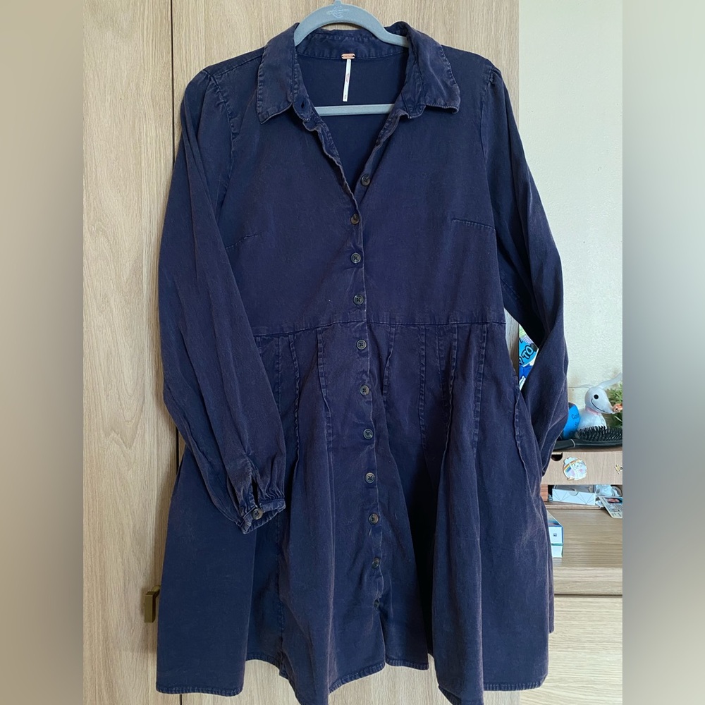 Free People acid washed purple denim dress